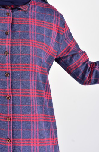 Plaid Patterned Tunic 5053-03 Smoked Red 5053-03