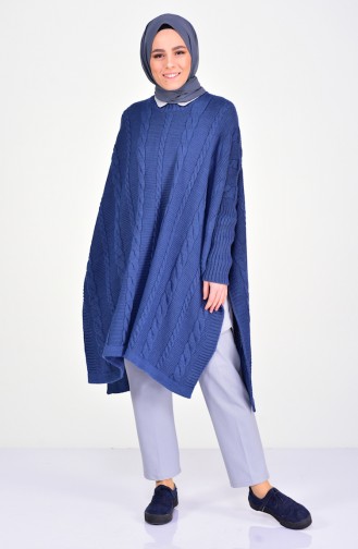 Knit Pattern Knitwear Poncho 8287-07 Indigo 8287-07
