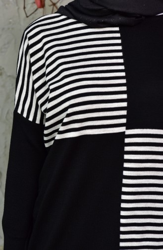 Striped Long Sweater 4709-04 Black 4709-04