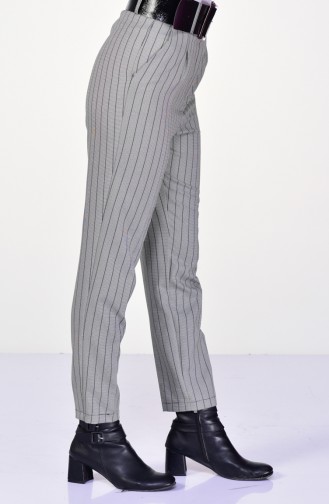 Belted Striped Pants 4003A-03 Black Navy Blue 4003A-03