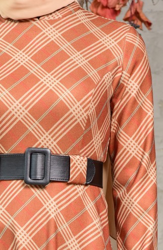 Robe a Ceinture et a Carreaux 0730-02 Tabac 0730-02