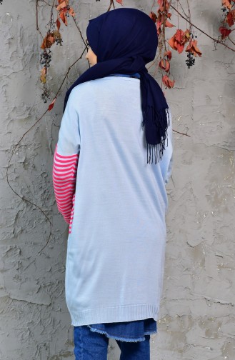 Striped Long Sweater 4709-05 Baby Blue 4709-05