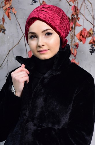 Fiyonklu Kadife Bone 1026-03 Bordo 1026-03