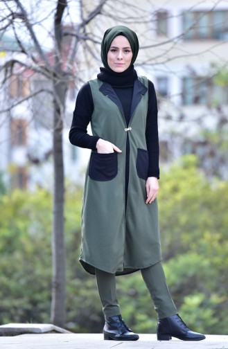 Khaki Gilet 6337-02