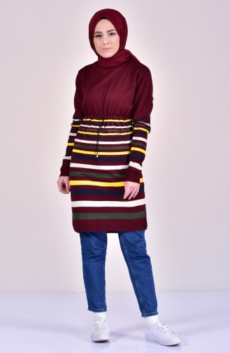 VMODA Striped Knitwear Sweater 5009-05 Claret Red 5009-05