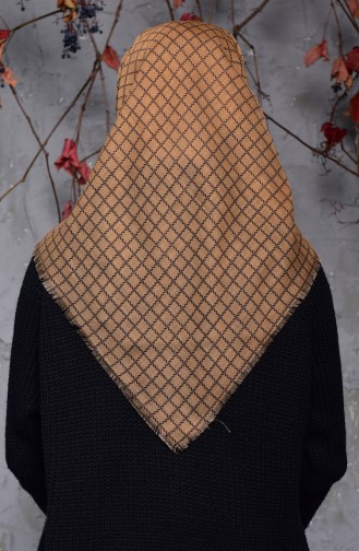 Square Patterned Flamed Cotton Scarf 2123-01 Mustard 2123-01