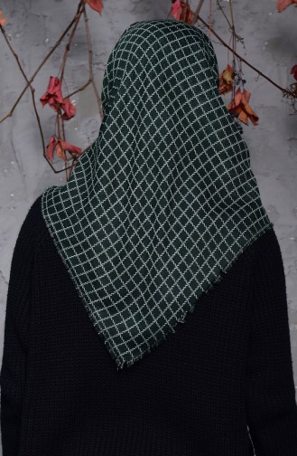 Square Patterned Flamed Cotton Scarf 2123-02 Green 2123-02