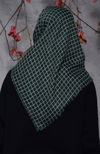 Square Patterned Flamed Cotton Scarf 2123-02 Green 2123-02