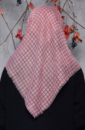 Square Patterned Flamed Cotton Scarf 2123-09 Dark Powder 2123-09