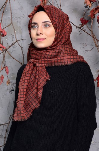 Square Patterned Flamed Cotton Scarf 2123-10 Taba 2123-10