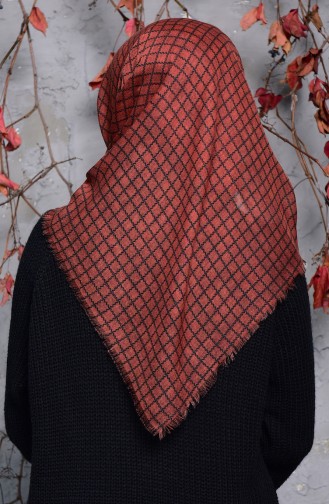 Square Patterned Flamed Cotton Scarf 2123-10 Taba 2123-10