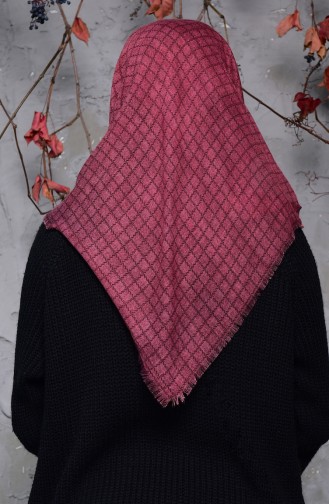 Square Patterned Flamed Cotton Scarf 2123-13 Rose Dry 2123-13