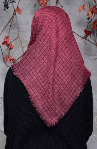 Square Patterned Flamed Cotton Scarf 2123-13 Rose Dry 2123-13