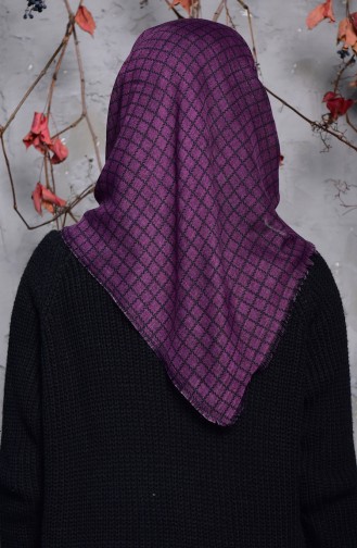 Kare Desenli Flamlı Cotton Eşarp 2123-17 Mor