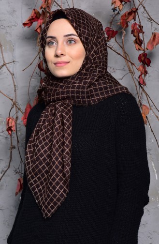 Echarpe Cotton a Motifs 2123-19 Brun Foncé 2123-19