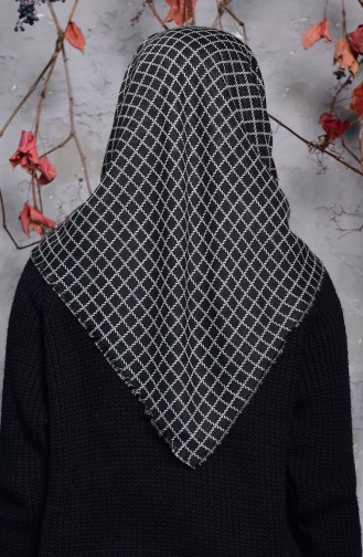 Square Patterned Flamed Cotton Scarf 2123-20 Dark Khaki 2123-20