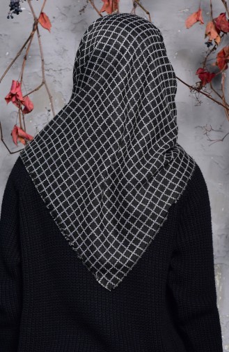 Square Patterned Flamed Cotton Scarf 2123-20 Dark Khaki 2123-20