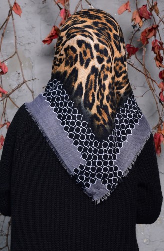 Embossed Leopard Patterned Scarf 2125-11 Gray 2125-11