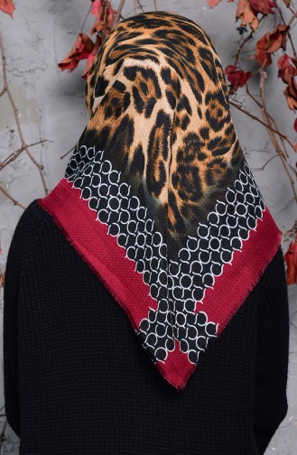 Embossed Leopard Patterned Scarf 2125-16 Claret Red 2125-16