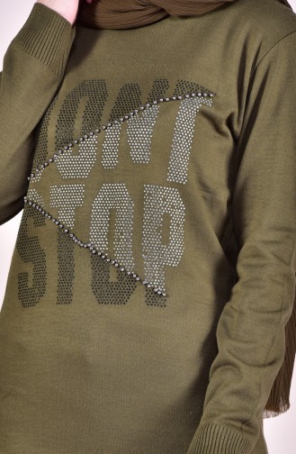 VMODA Stone Printed Knitwear Sweater 5070-01 Khaki 5070-01