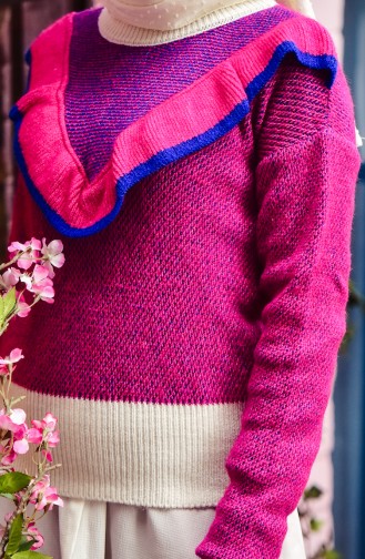 Knitwear Frilled Sweater 80019-02 Fuchsia 80019-02