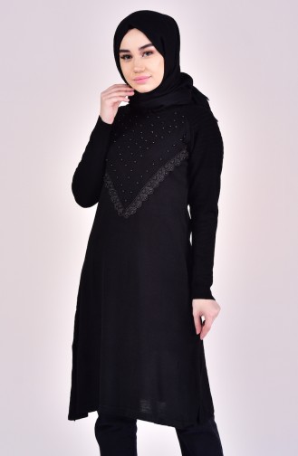 Long Pull Tricot Perlés 5039-03 Noir 5039-03