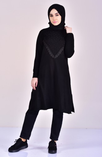 Long Pull Tricot Perlés 5039-03 Noir 5039-03