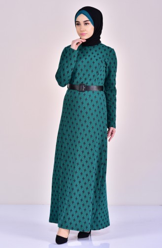 Kleid mit Gürtel 7117-02 Smaragdgrün 7117-02