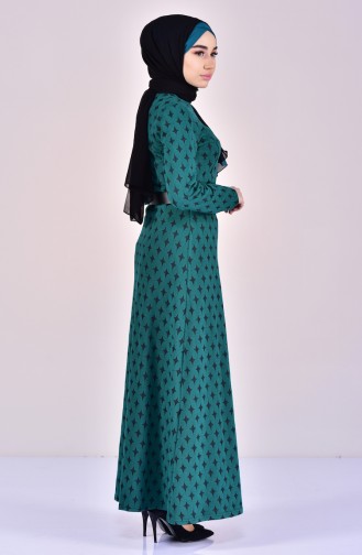 Kleid mit Gürtel 7117-02 Smaragdgrün 7117-02