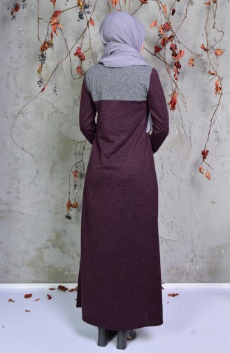 فستان يتميز بتفاصيل من الطيات 1570-02 لون بنفسجي 1570-02