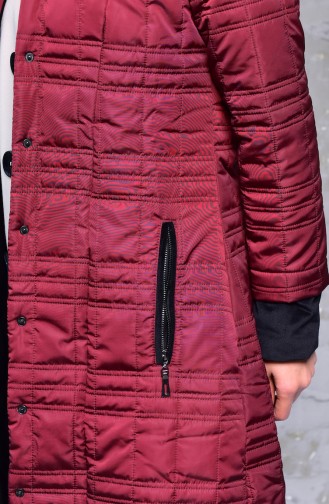 SUKRAN Hooded Quilted Coat 35780A-01 Claret Red 35780A-01