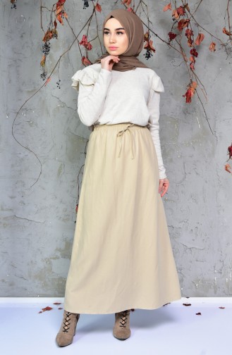 Waist Elastic Skirt 1025-11 Beige 1025-12