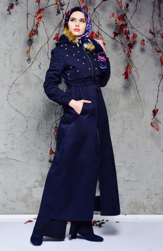 Pearl Long Coat 4021-05 Navy Blue 4021-05