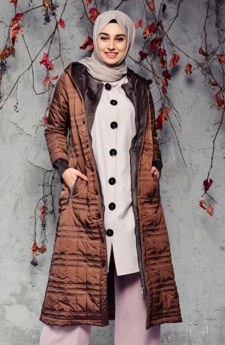 SUKRAN Hooded Quilted Coat 35780A-03 Brown 35780A-03