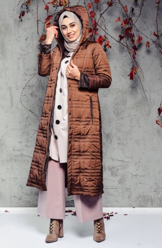 SUKRAN Hooded Quilted Coat 35780A-03 Brown 35780A-03