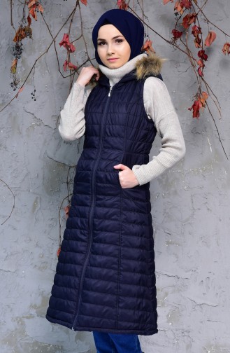 Gilet Matelassé a Capuche 0248-04 Bleu Marine 0248-04