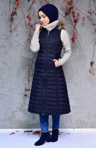Gilet Matelassé a Capuche 0248-04 Bleu Marine 0248-04