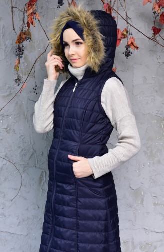 Gilet Matelassé a Capuche 0248-04 Bleu Marine 0248-04