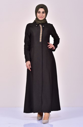 Bestickter Hijab Mantel 61260-02 Khaki 61260-02