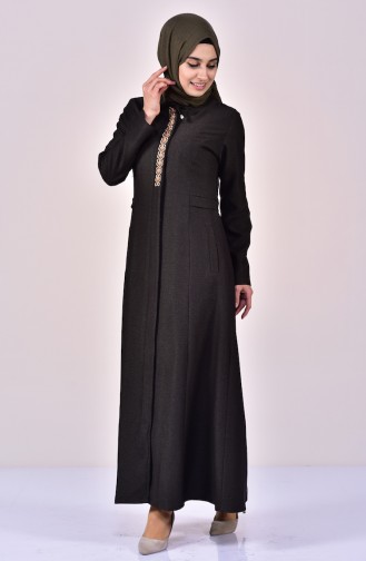 Bestickter Hijab Mantel 61260-02 Khaki 61260-02