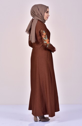 Hijab Mantel mit Stickerei 61262-01 Tabak 61262-01