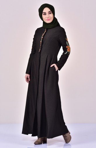 Hijab Mantel mit Stickerei 61262-02 Khaki 61262-02