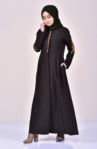 Hijab Mantel mit Stickerei 61262-02 Khaki 61262-02