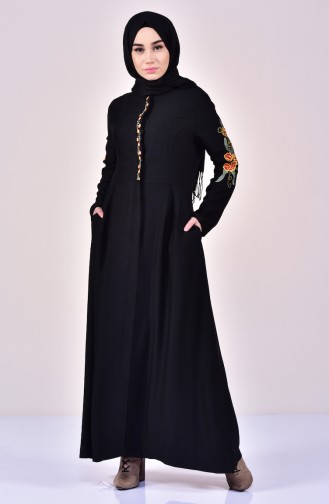 Hijab Mantel mit Stickerei 61262-04 Schwarz 61262-04
