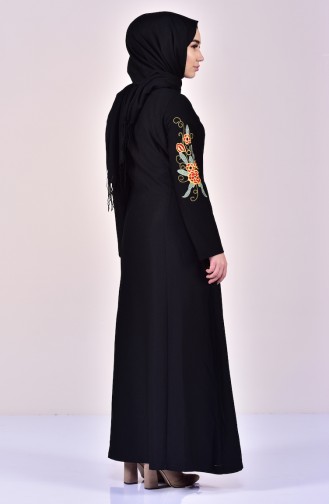 BURUN Embroidered Sleeve Overcoat 61262-04 Black 61262-04
