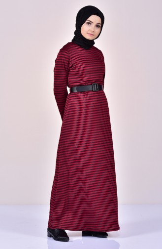 Dilber Belt Dress 7121-01 Claret Red 7121-01