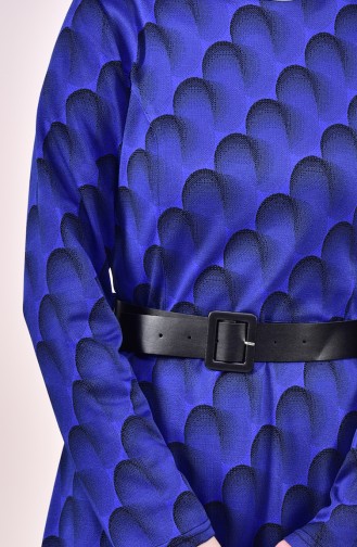 دلبر فستان بتصميم حزام للخصر 7123-02 لون ازرق 7123-02