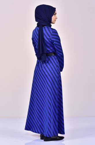 دلبر فستان بتصميم حزام للخصر 7125-01 لون ازرق 7125-01