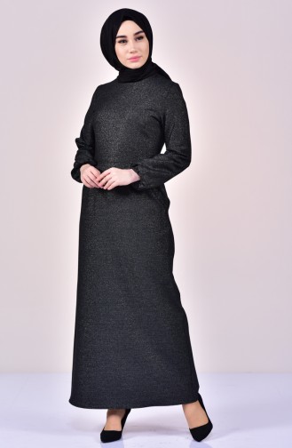 Schwarz Hijab Kleider 2041-01