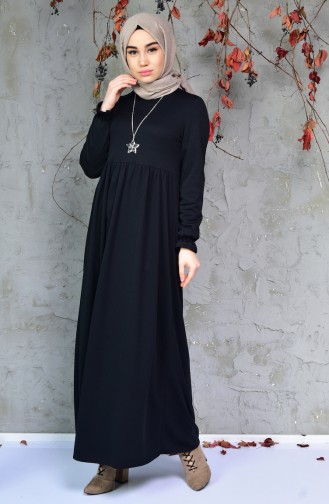 EFE Pleated Waist Dress 1007-01 Black 1007-01